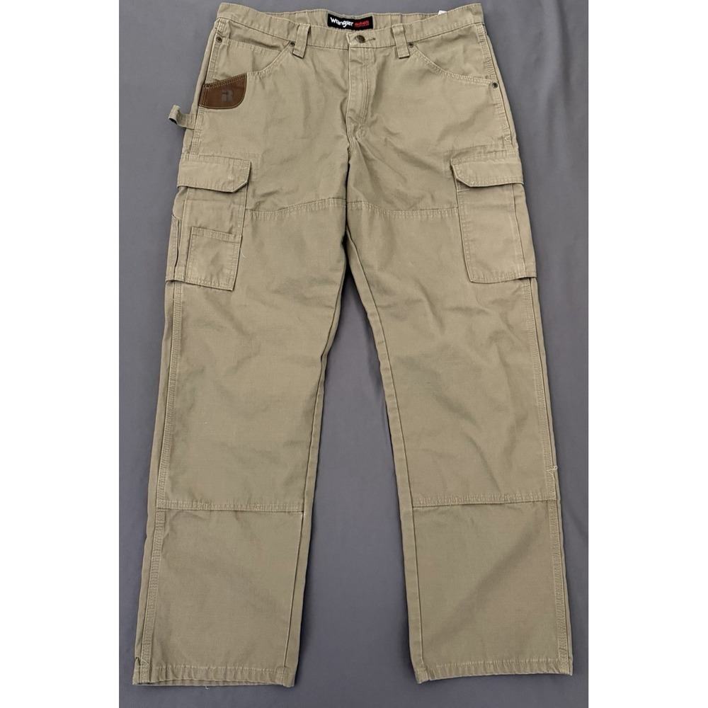 Wrangler‎ Riggs Workwear Pants Mens Size 38x32 Green Carpenter Cargo Canvas
